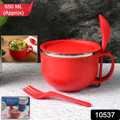 Insulated Soup Bowl – 650 ml with Lid, Handle & Cutlery Set