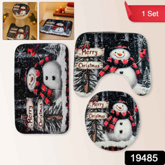 Christmas Bathroom Mat Set – Soft Snowman 3-Piece Décor