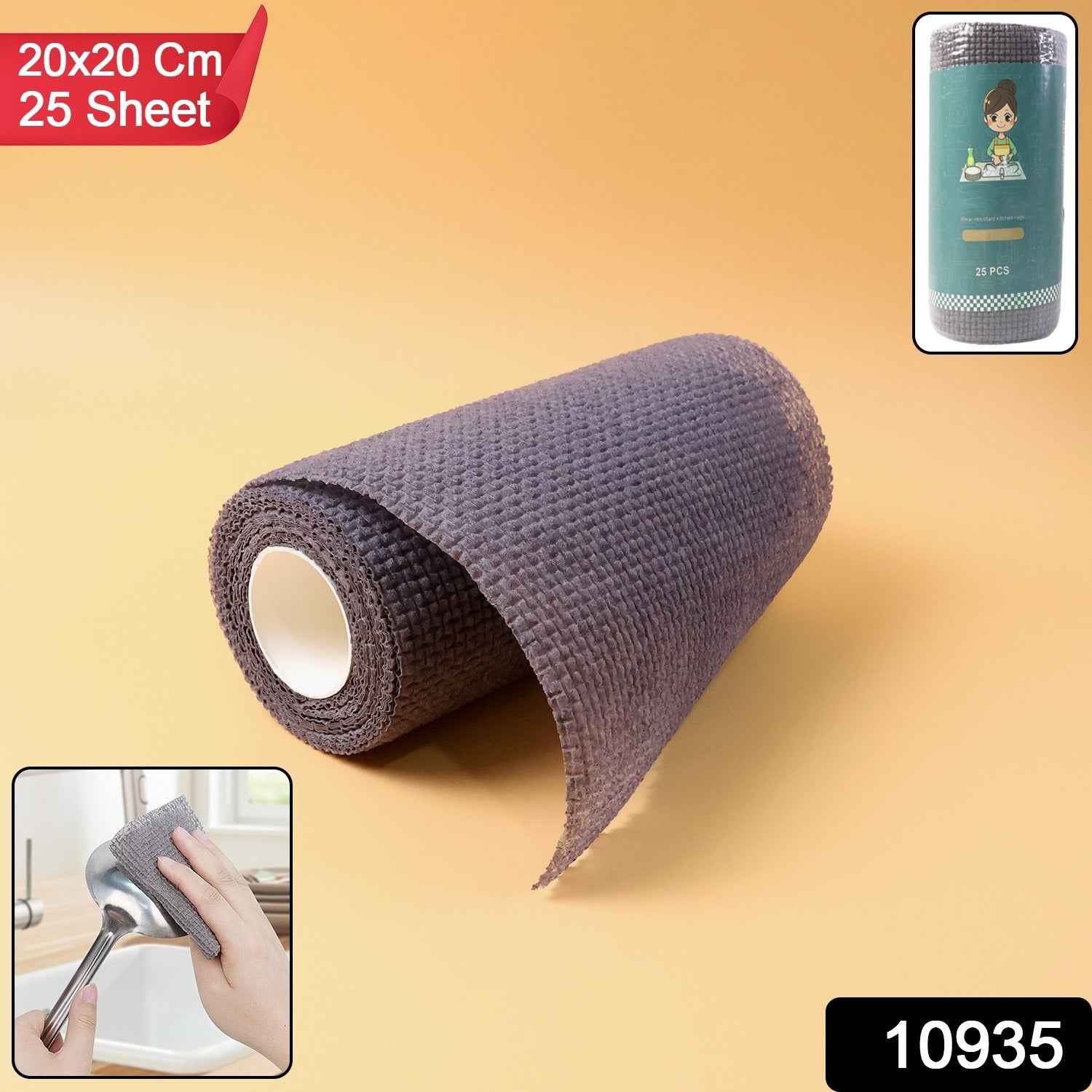 Disposable Cleaning Cloth Roll – 25 Strong Absorbent Sheets