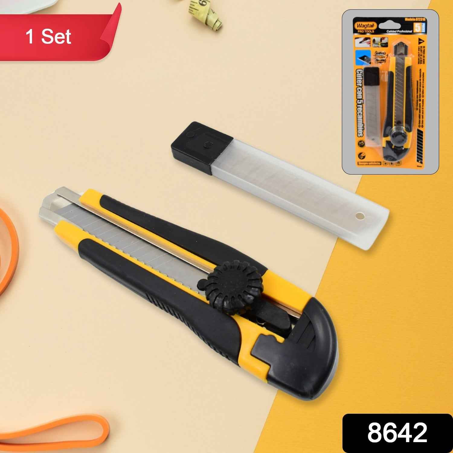 Cutter Knife Set – Heavy Duty Utility Knife with 4 Blades | Wagtail