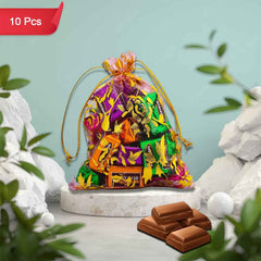 Chocolate Gift Potli – 10 Assorted Premium Chocolates with Reusable Decorative Bag