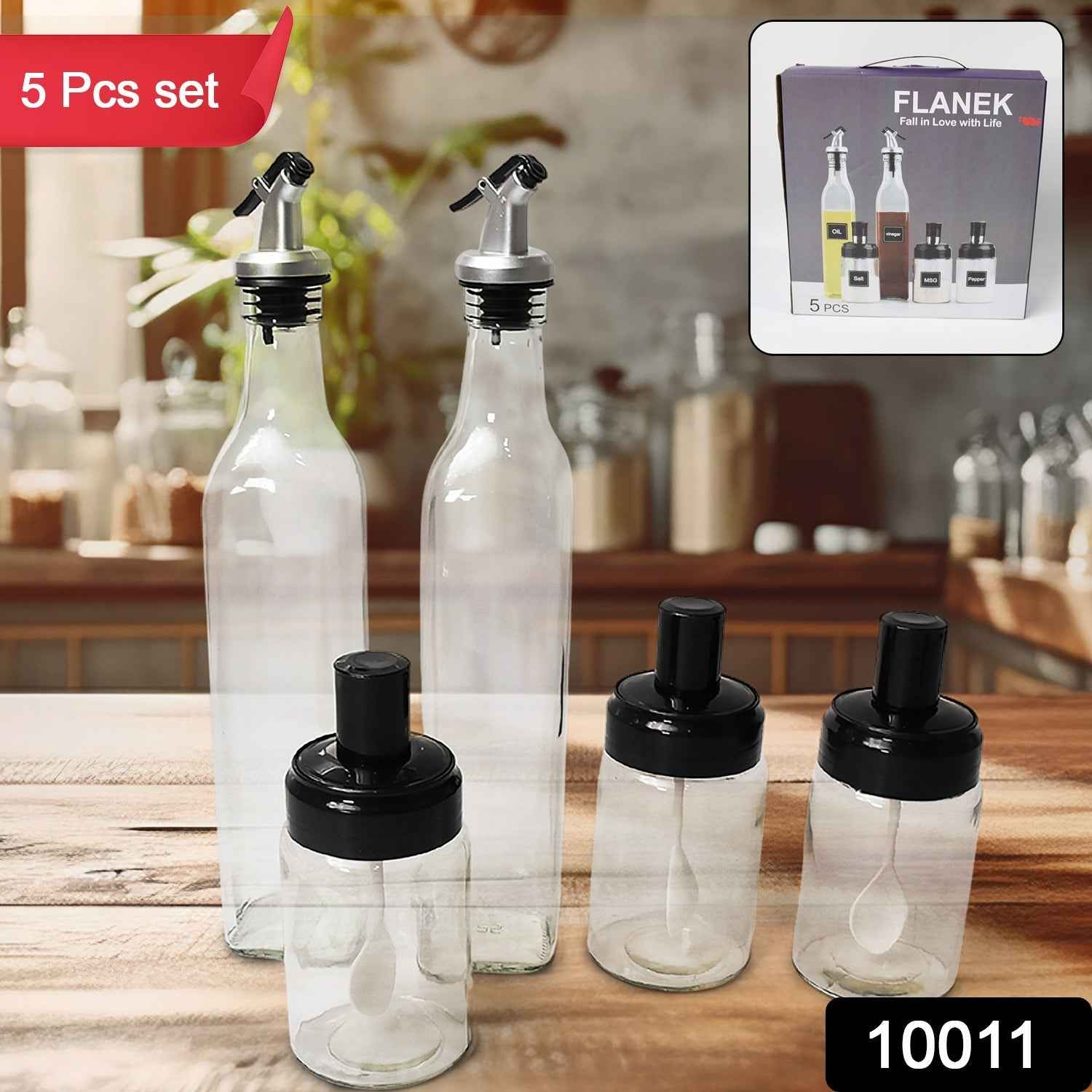 Glass Oil Dispenser & Spice Jar Set – Leakproof Storage |