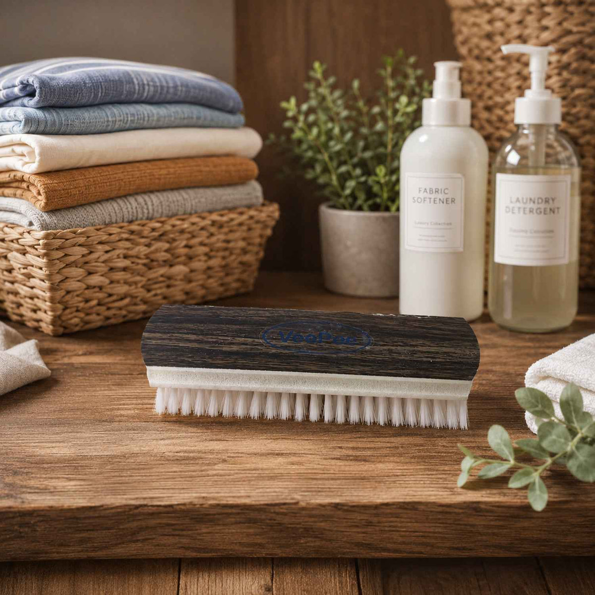 Cloth Wash Brush Ð Heavy-Duty Nylon & Wooden Handle for Household Cleaning