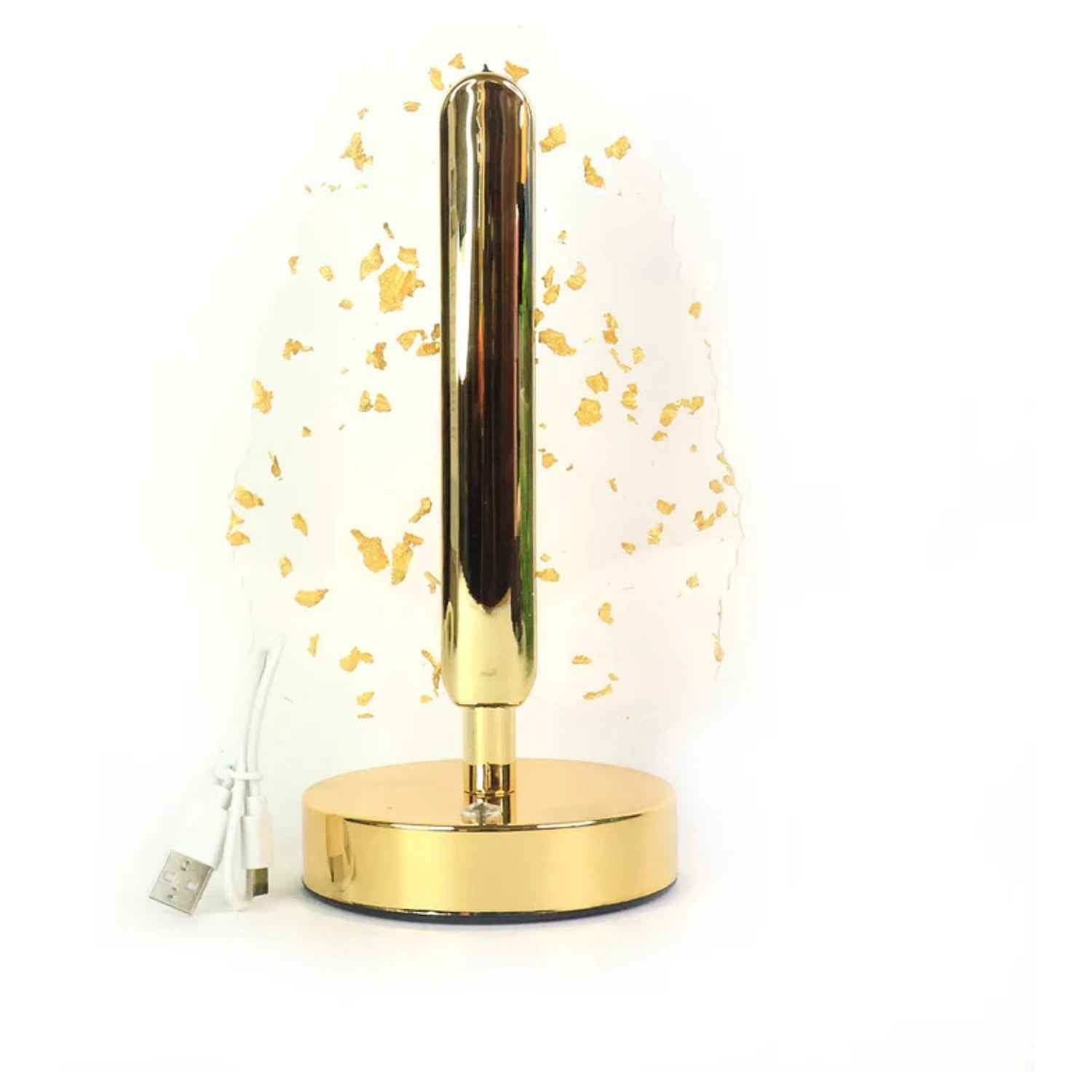 Golden Crystal Leaf LED Table Lamp – USB Charging & Warm Light