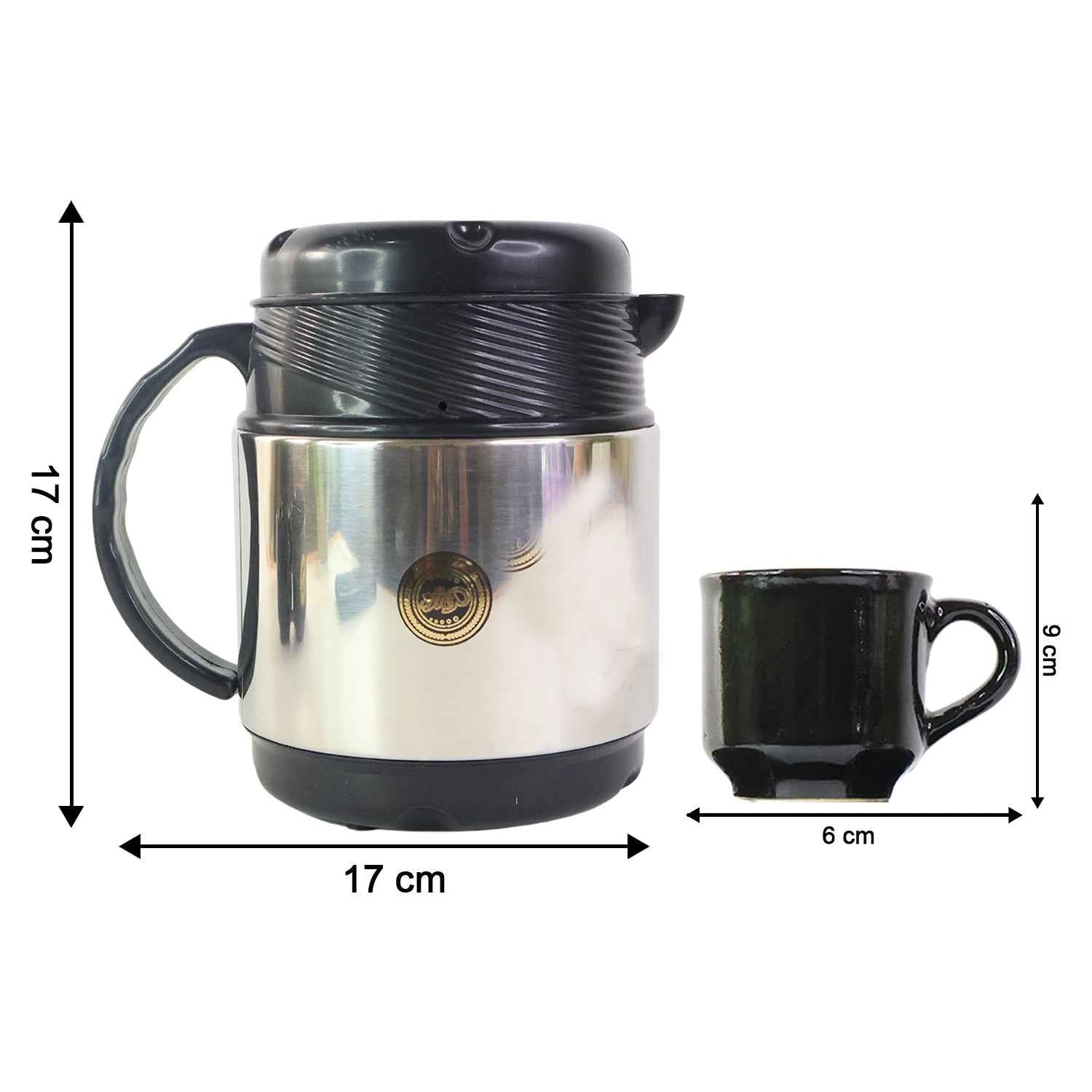 Insulated Thermos Flask with 6 Ceramic Cups – Keeps Drinks Hot