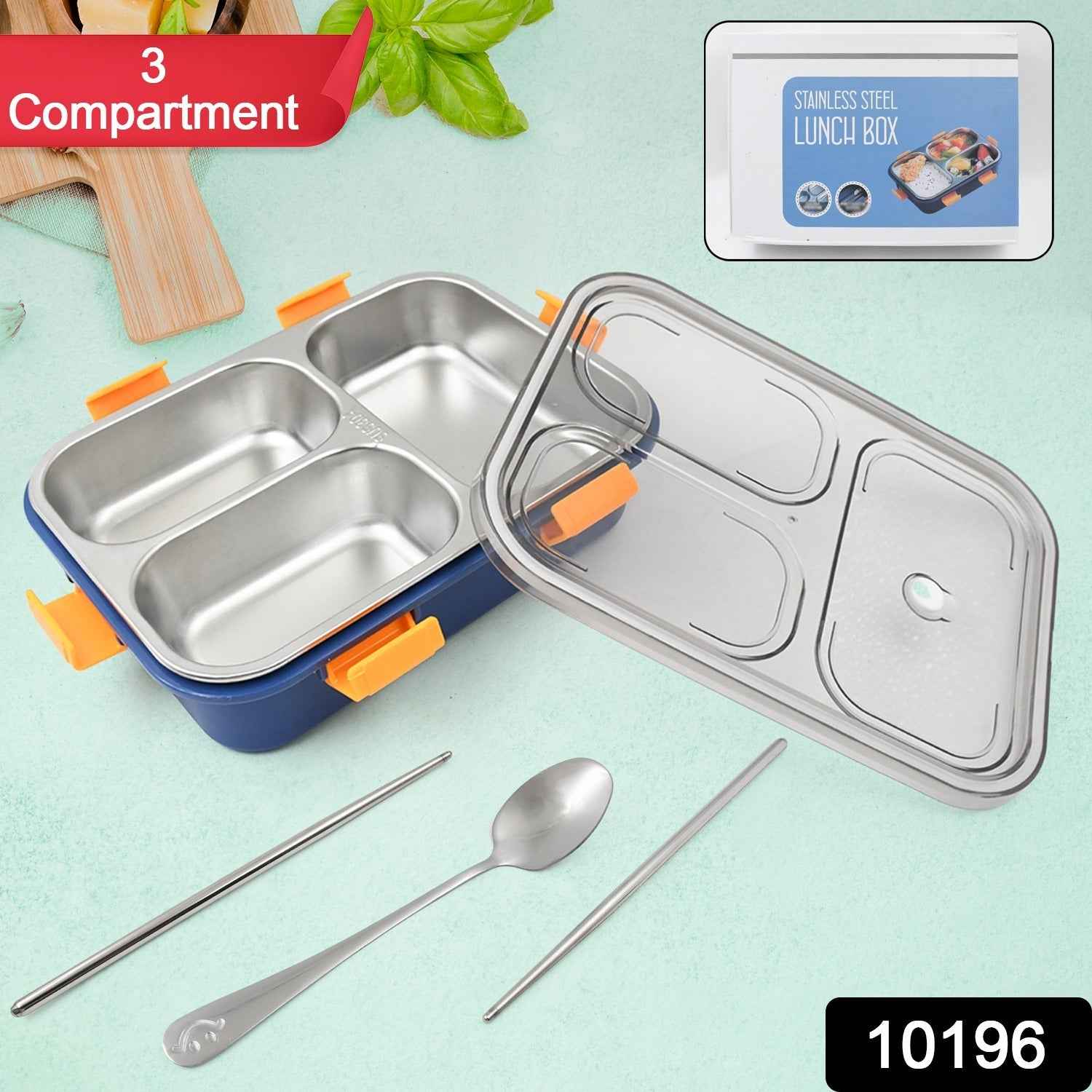 Stainless Steel Lunch Box – 3 Compartment, Leak-Proof | Lunchie Bunchie