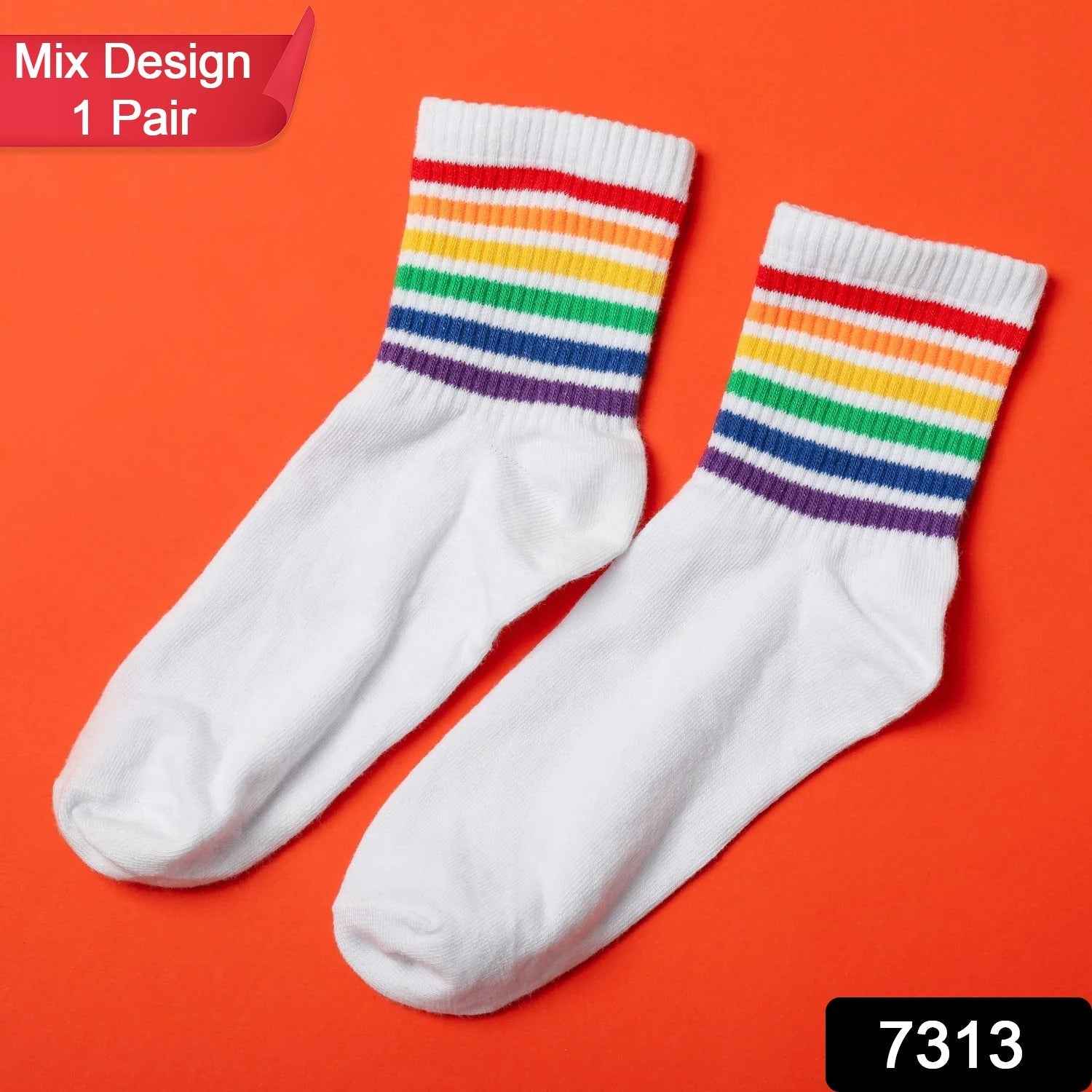Close-up of a pair of stylish patterned socks with a unique design, perfect for everyday wear.