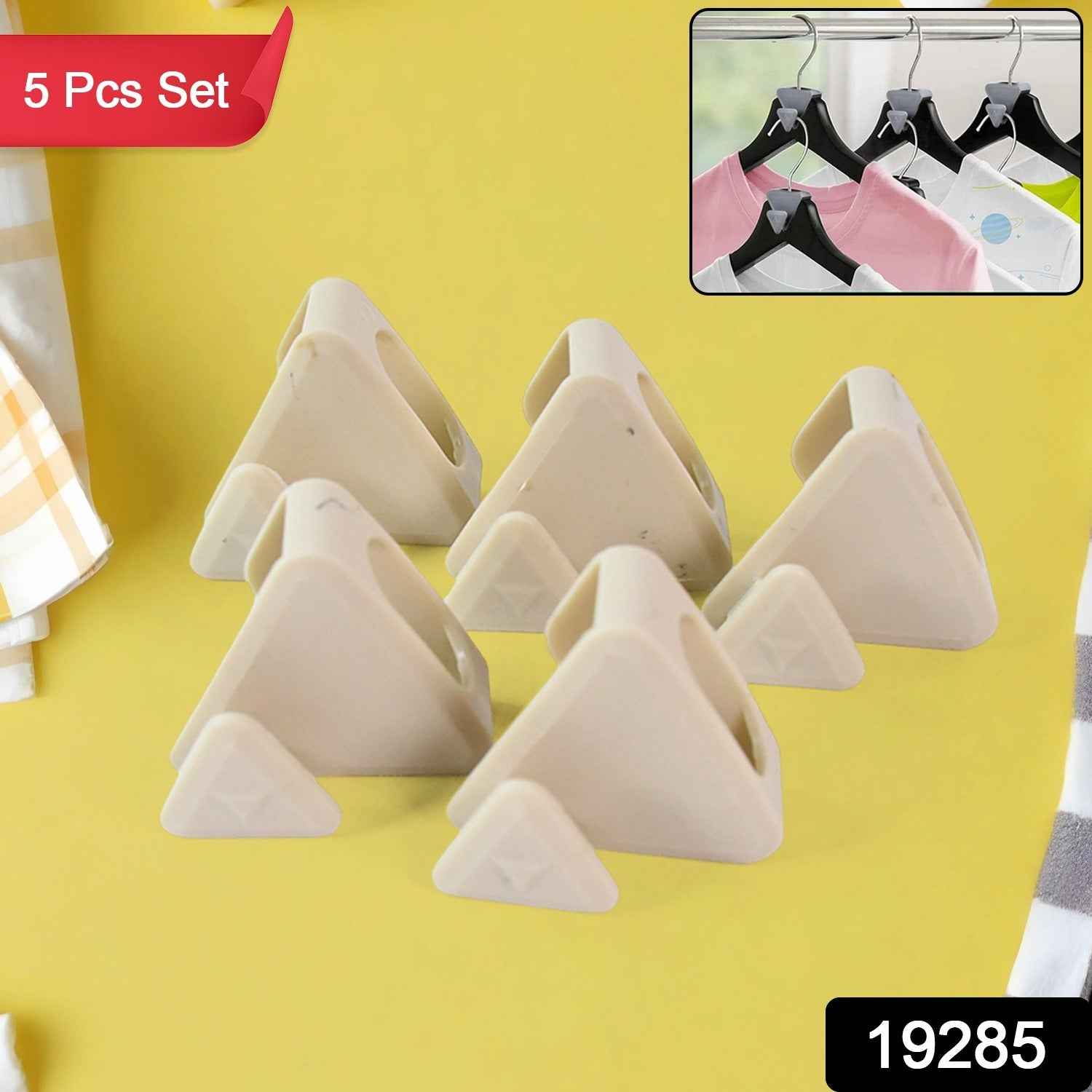 Plastic Triangle Hanger Connector Hooks – Space-Saving Wardrobe Organizer 5 Pcs