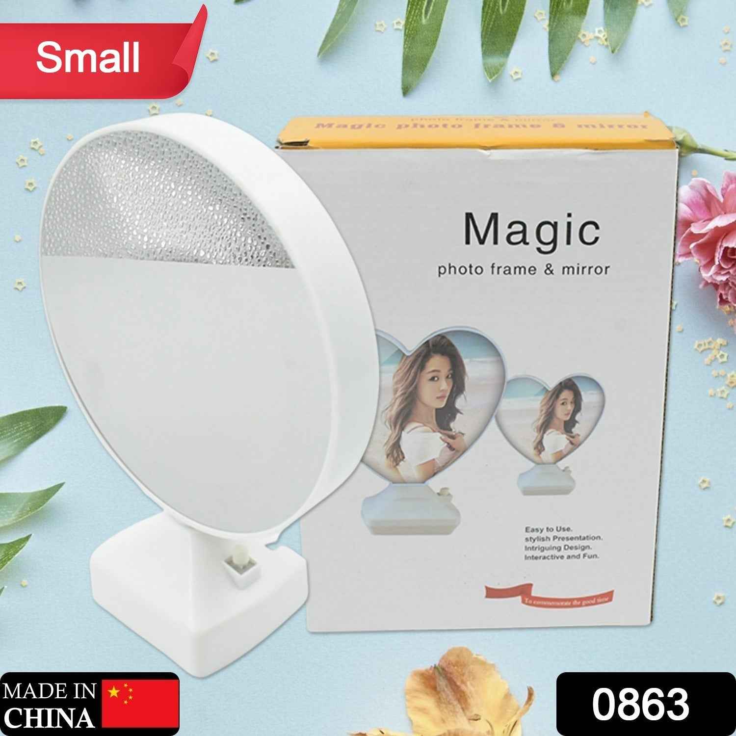 The 2-in-1 LED Mirror Photo Frame displaying a cherished photo with soft, ambient LED lighting.