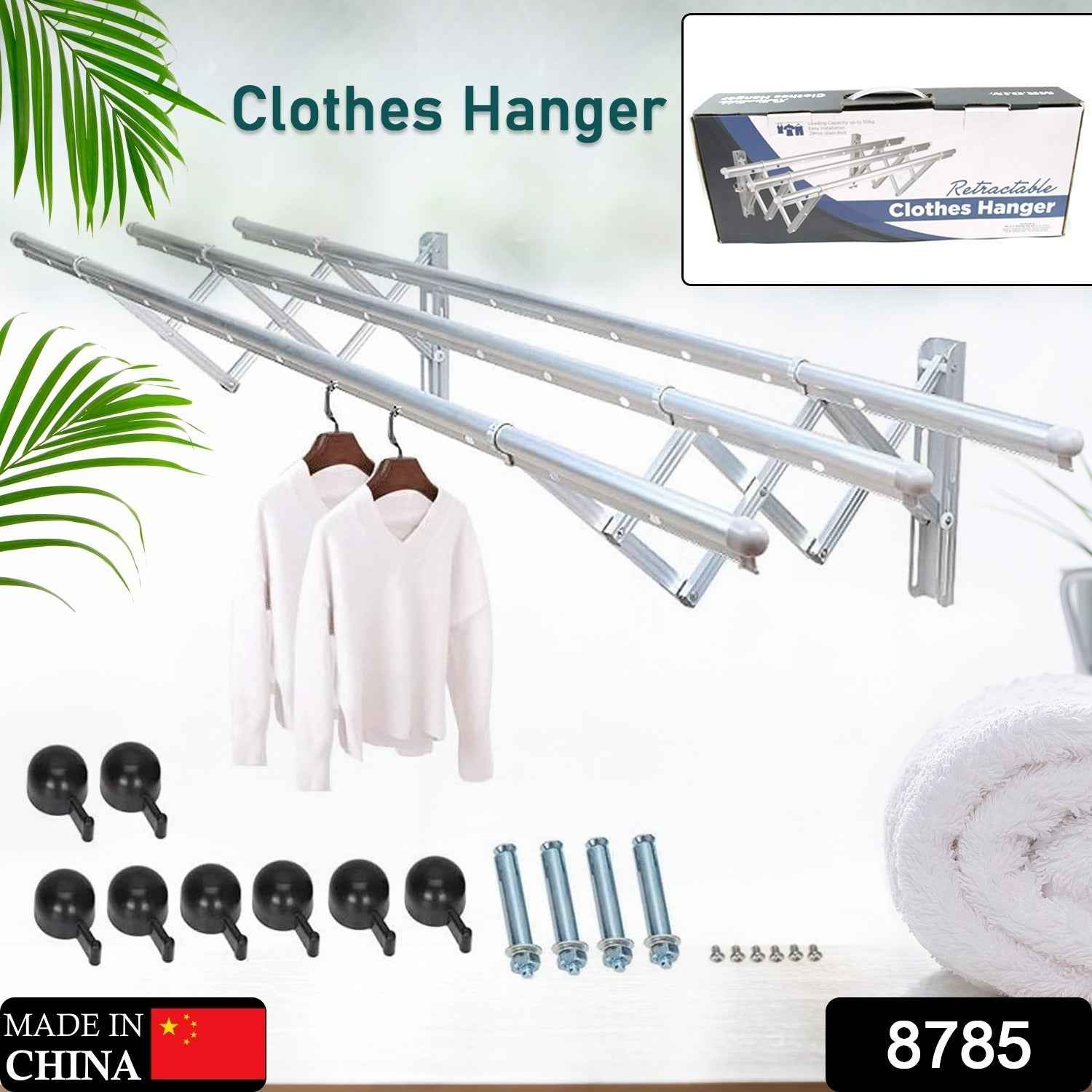 Foldable Clothes Rail – Stainless Steel Wall Mount | BathNova