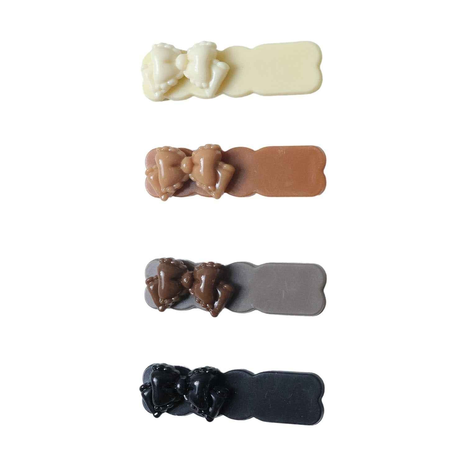 Elegant Bow Hair Clips Set – Stylish 4-Piece Snap Clips Combo