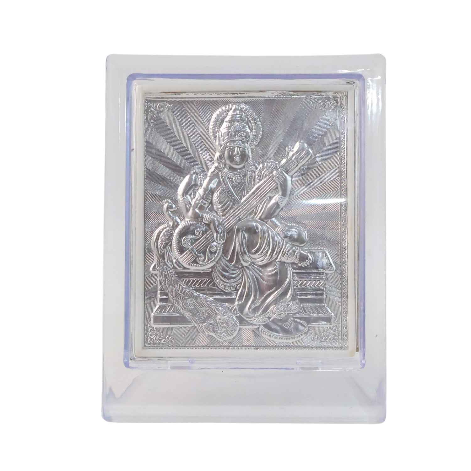 Silver Saraswati Maa Photo Frame – Elegant Spiritual Decor