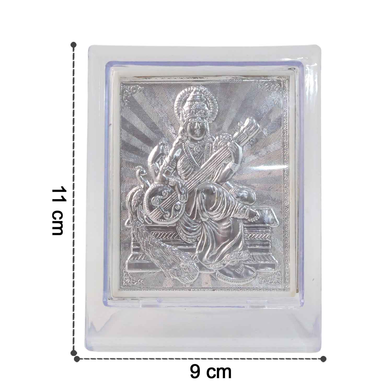 Silver Saraswati Maa Photo Frame – Elegant Spiritual Decor