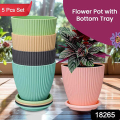 Plastic Flower Pot Set – 5 Durable Planters with Trays | Indo Glow
