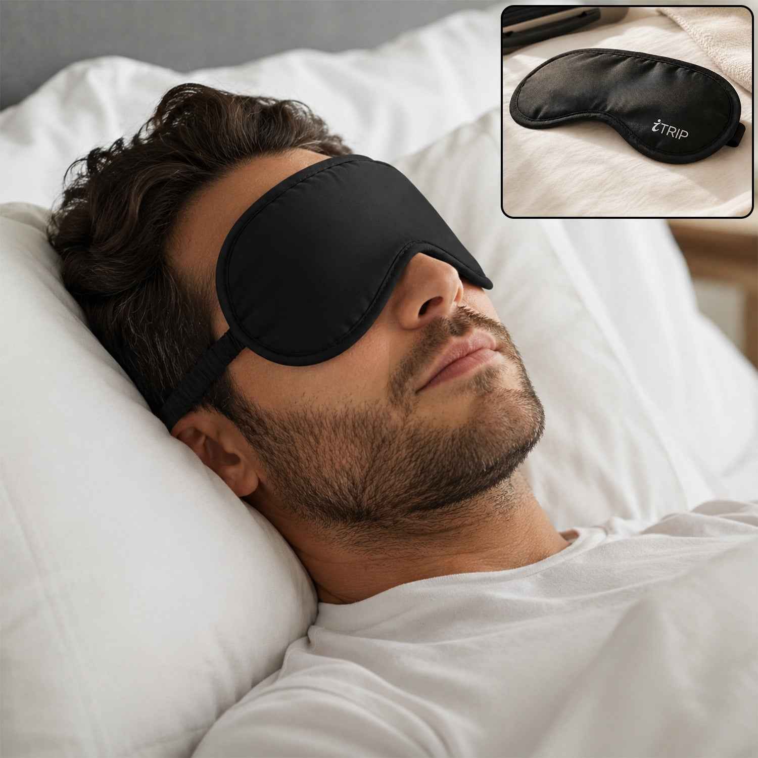 Men Sleeping Eye Mask Light Blocking Soft Adjustable for Sleep Travel (1 Pc)