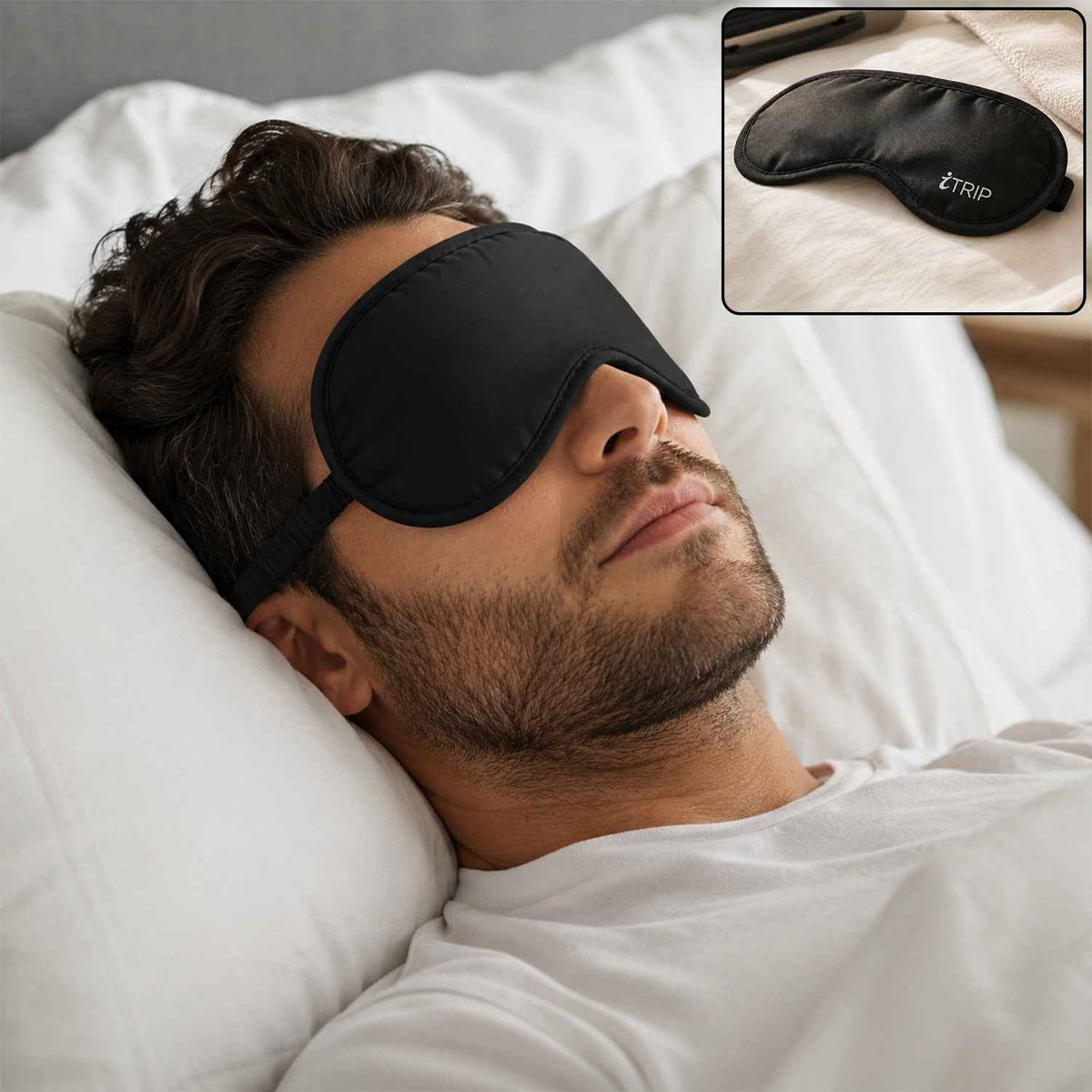 Men Sleeping Eye Mask Light Blocking Soft Adjustable for Sleep Travel (1 Pc)
