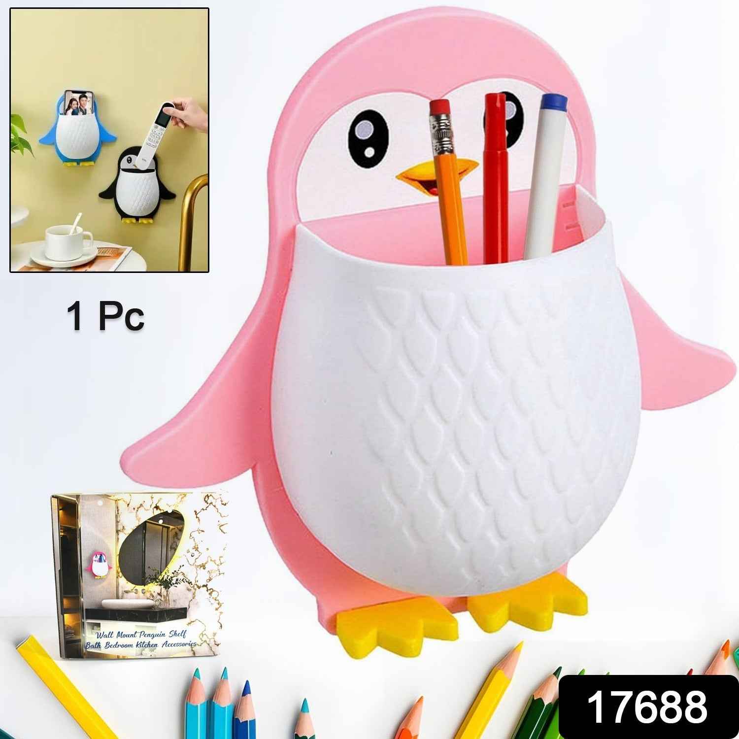 Penguin Storage Box – Wall Mount Organizer for Remote & Toothbrush | VoltDesk