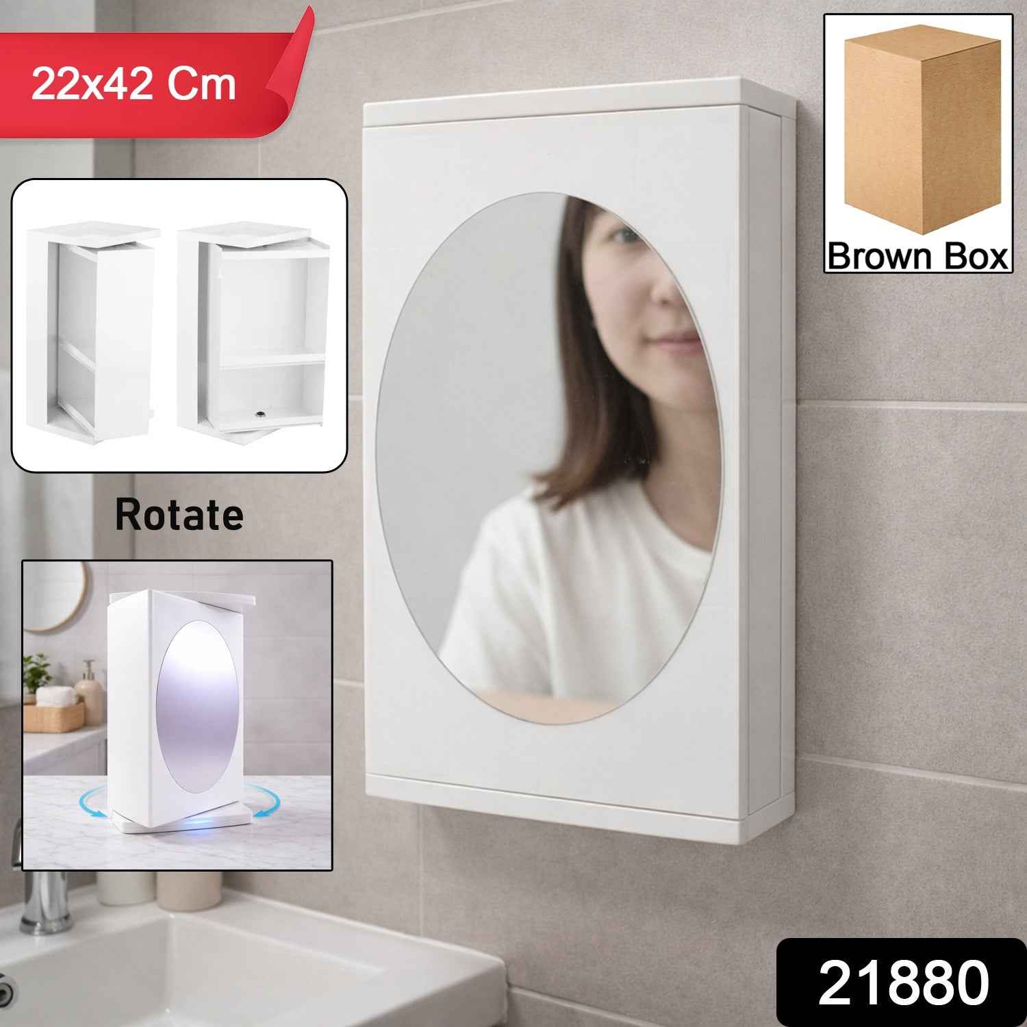 Rotating Bathroom Mirror Cabinet – Space Saving Wall Storage
