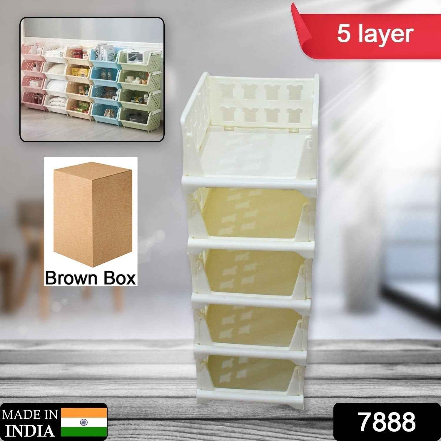 Stackable Storage Cart – 5-Layer Foldable Organizer | Organivo