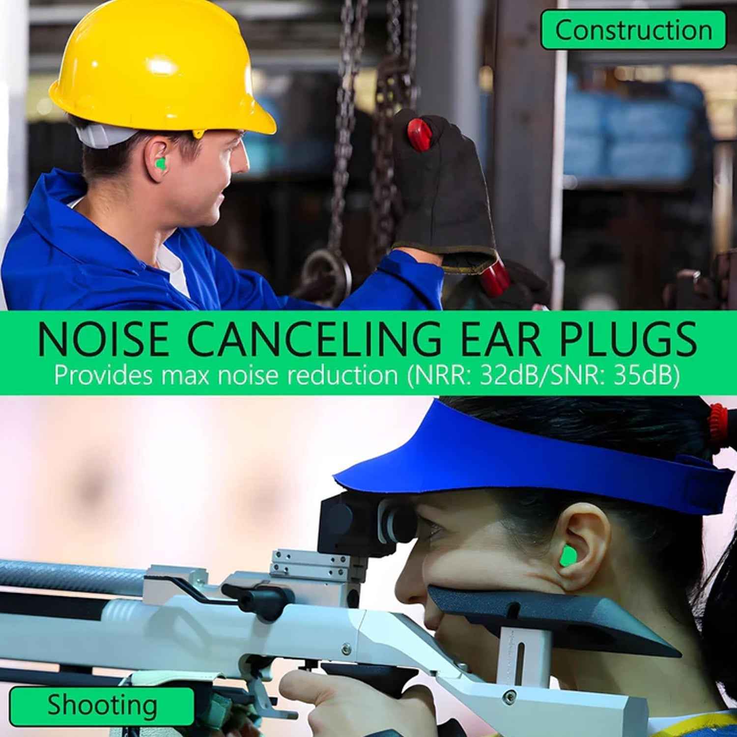 Noise Reduction Foam Ear Plugs – Soft, Reusable 2 Pair Set