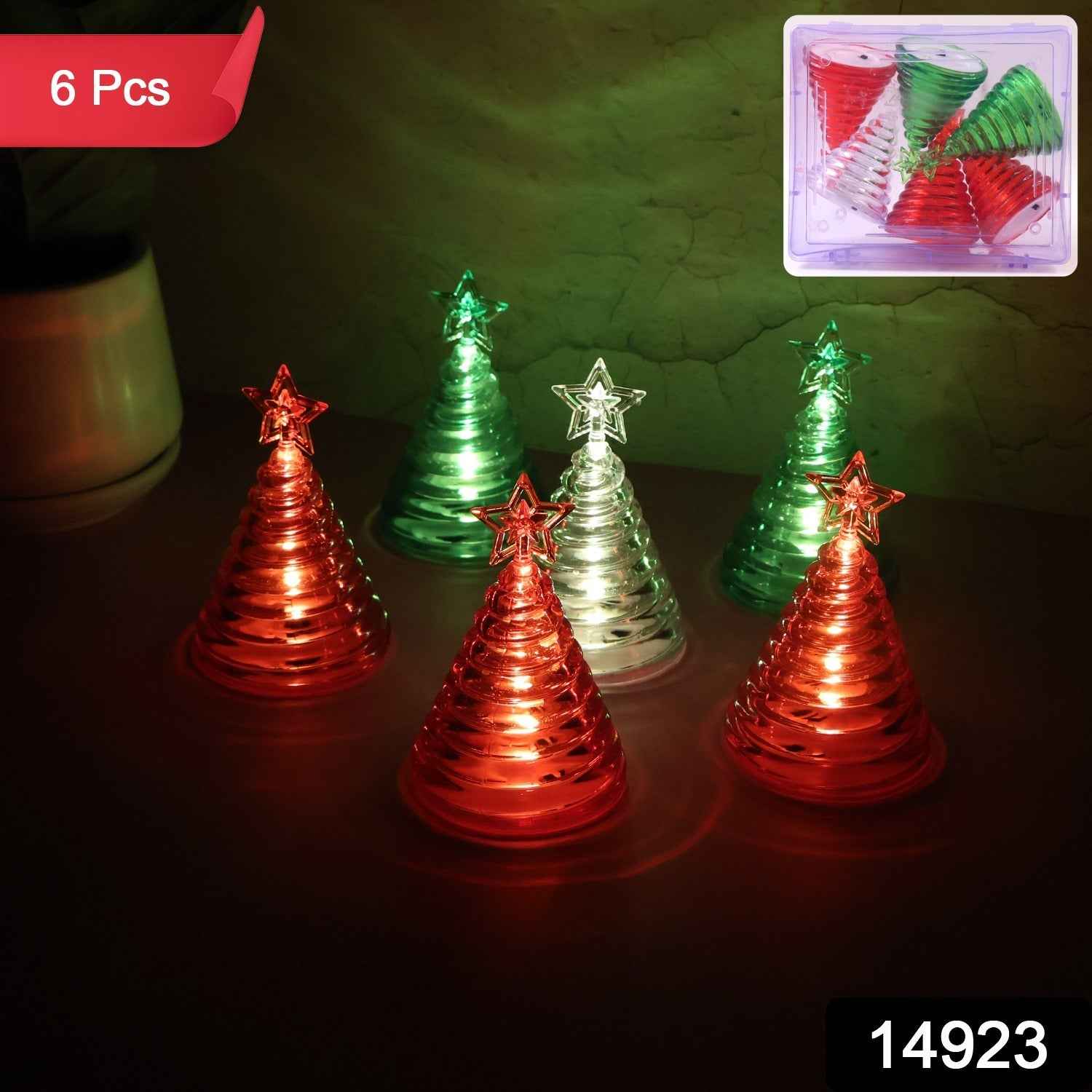 LED Christmas Tree Decorative Lights – Set of 6 Mini Battery Operated Lamps