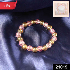 Dual-Tone Crystal Beaded Stretch Bracelet – Elegant & Comfortable