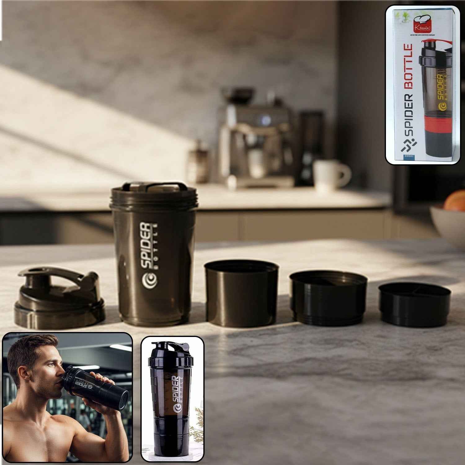 Protein Shaker Bottle 500ml – Leakproof Flip Lid for Gym