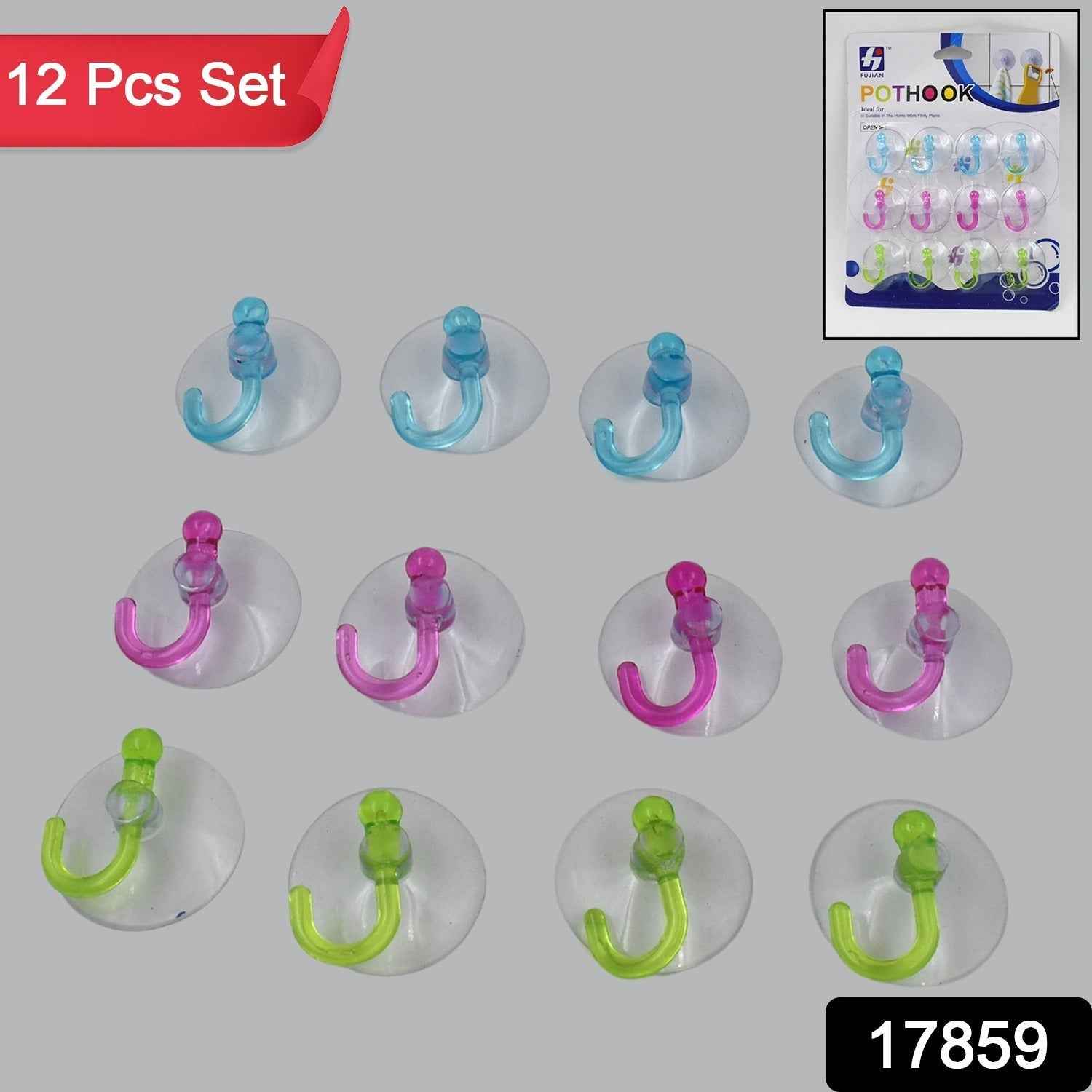 Transparent Suction Hooks – Strong Vacuum Sucker (12 Pc) | Indo Glow
