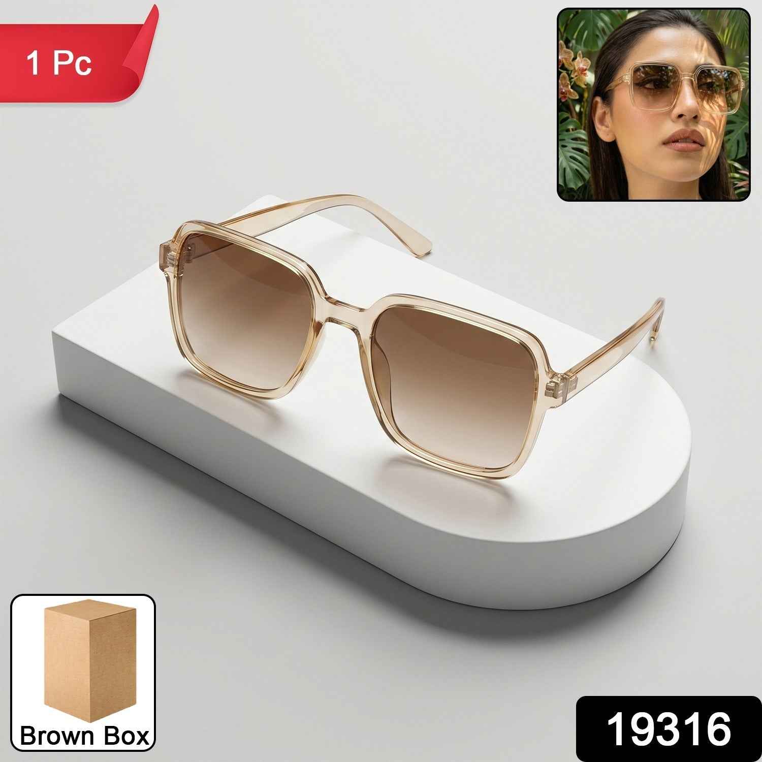 Square Retro Sunglasses Ð Trendy Oversized Gradient Tinted Eyewear