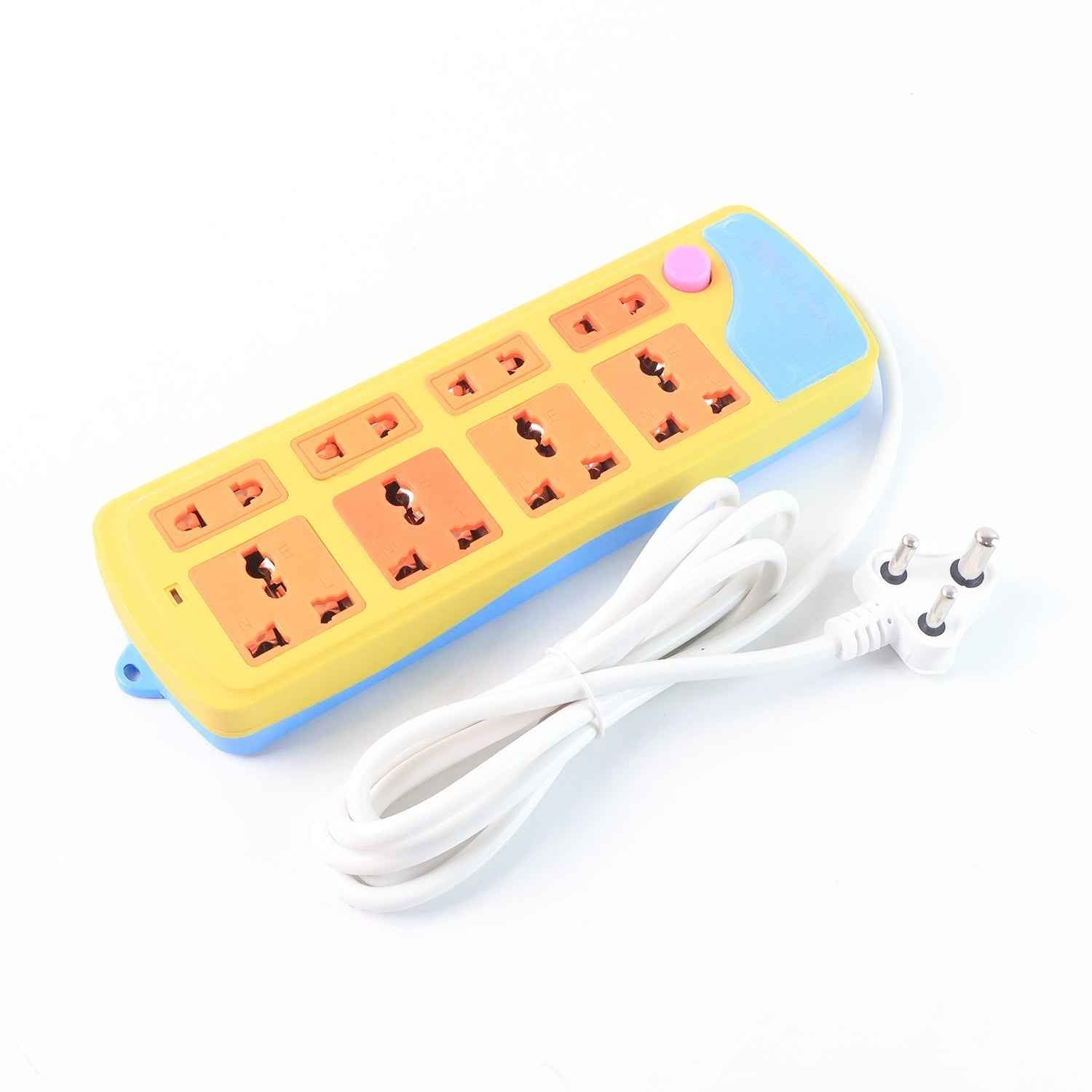 Multi plug socket extension strip with color-coded groups for easy use