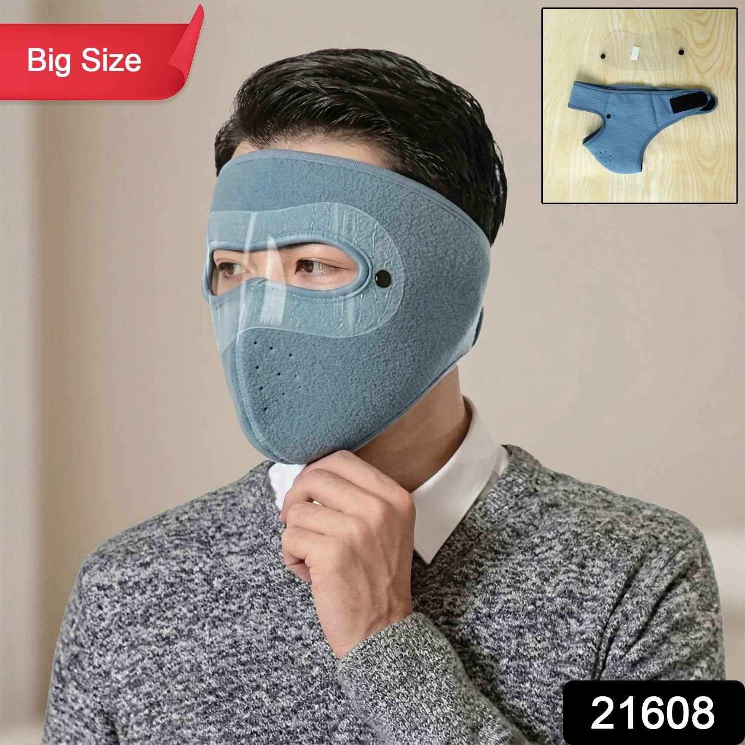 Reusable Anti Fog Face Mask – Big Size with Eye Shield for Safety