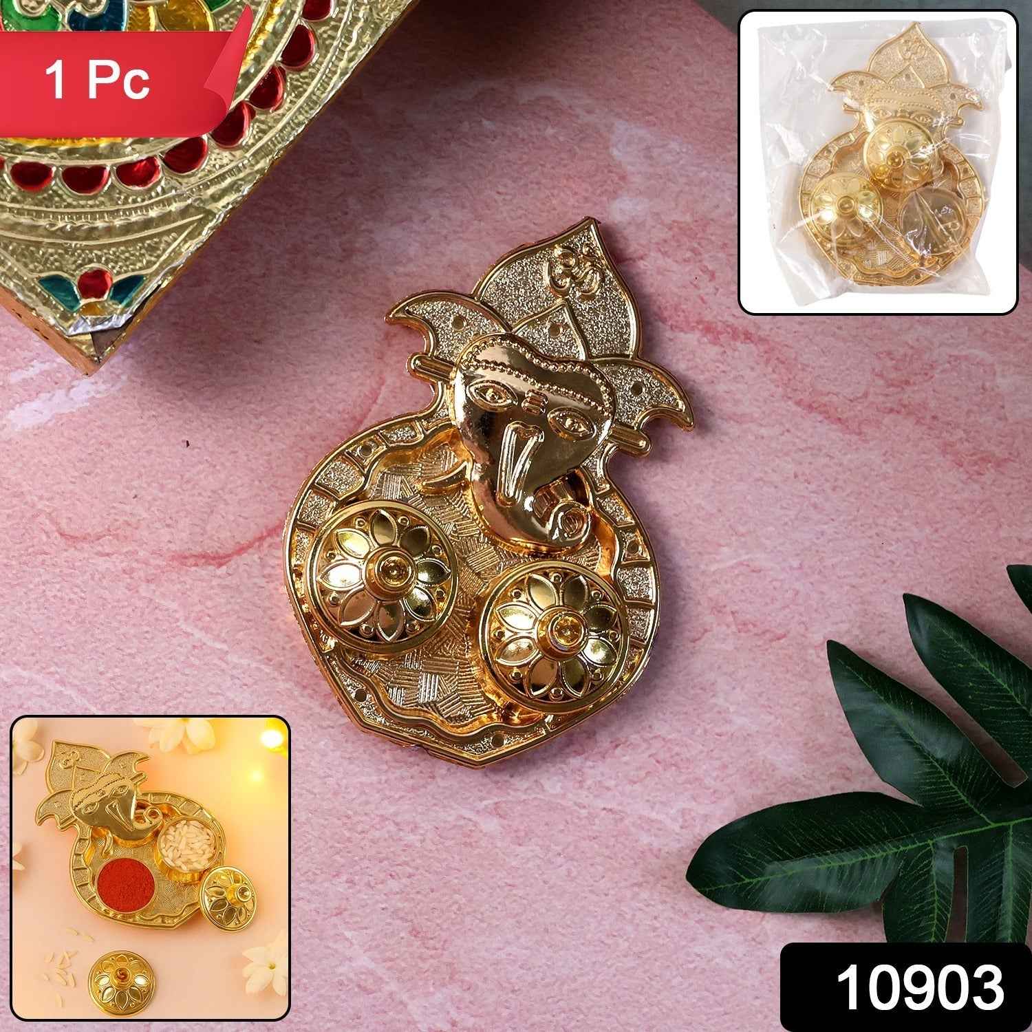 Lord Ganesha Kumkum Dish – Decorative Dual Compartment Pooya Accessory