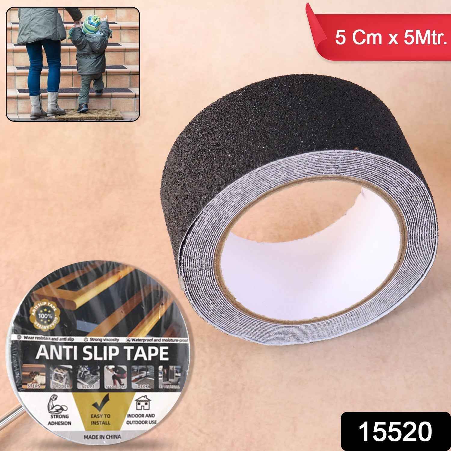 Anti-Slip Safety Grip Tape – Heavy Duty Non-Skid Tape 5 cm x 5 m