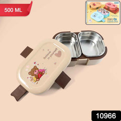 Kids Lunch Box – Cute Teddy Printed 500 ML with Stainless Steel Containers