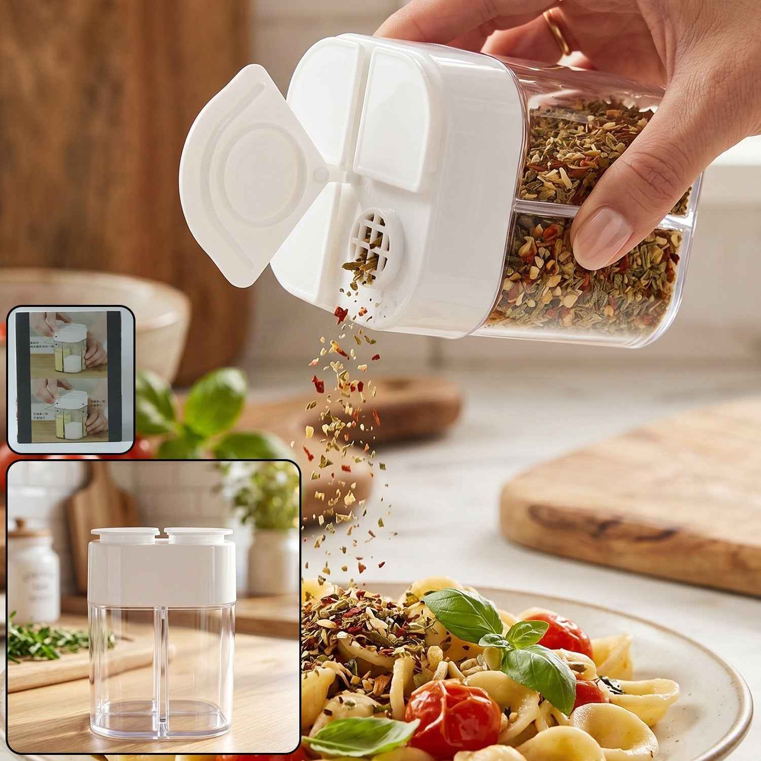 4 Compartment Kitchen Storage Container Ð Space-Saving Organizer