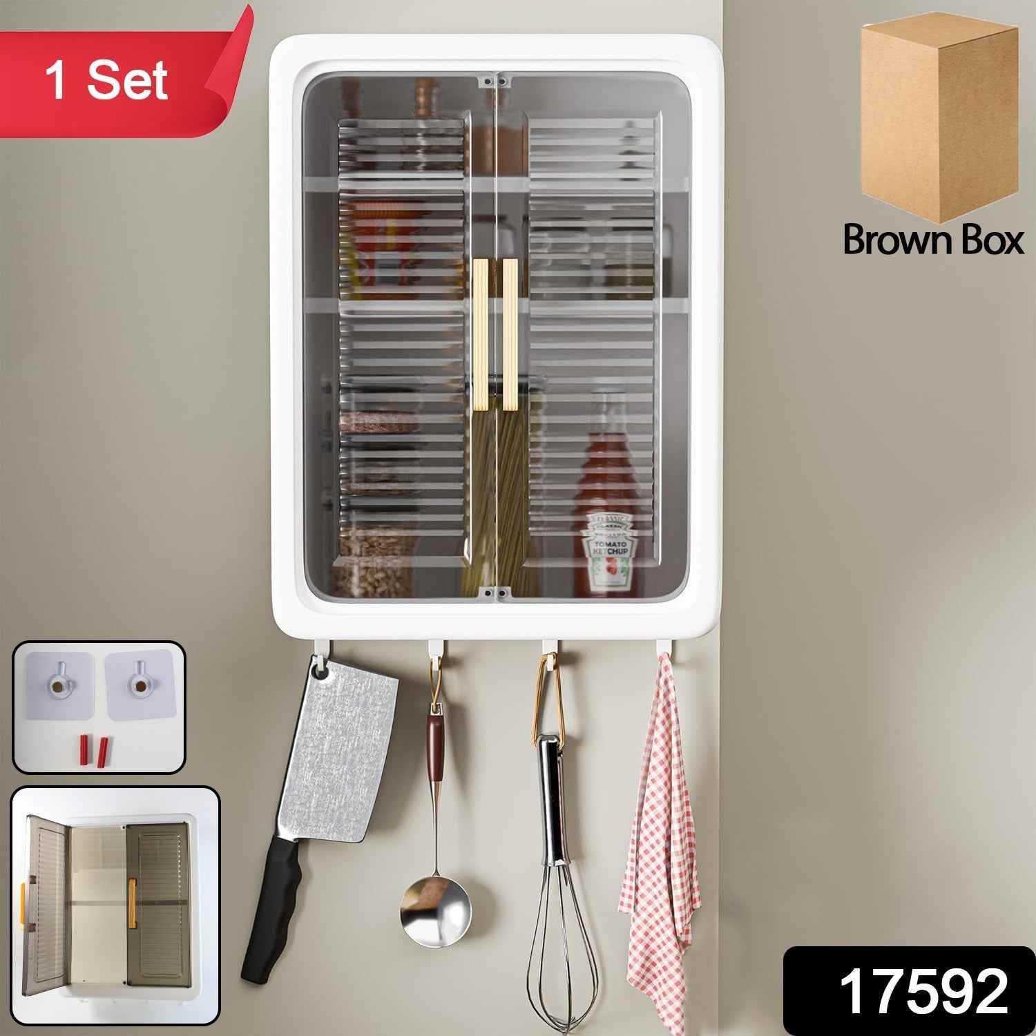 Wall-Mounted Kitchen Storage Cabinet – Spacious with Sliding Doors