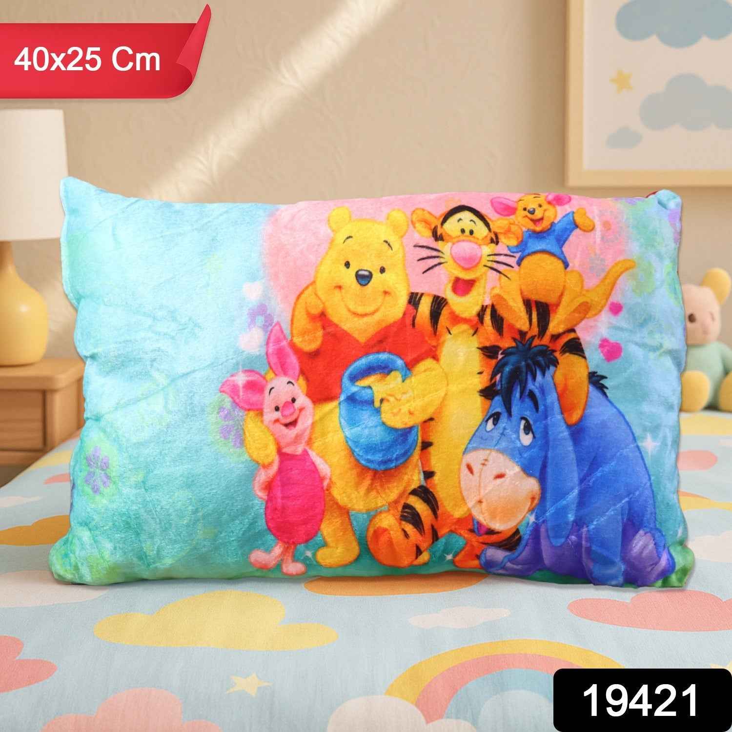 Kids Plush Pillow – Soft Cartoon Cushion 40x25 cm for Comfort