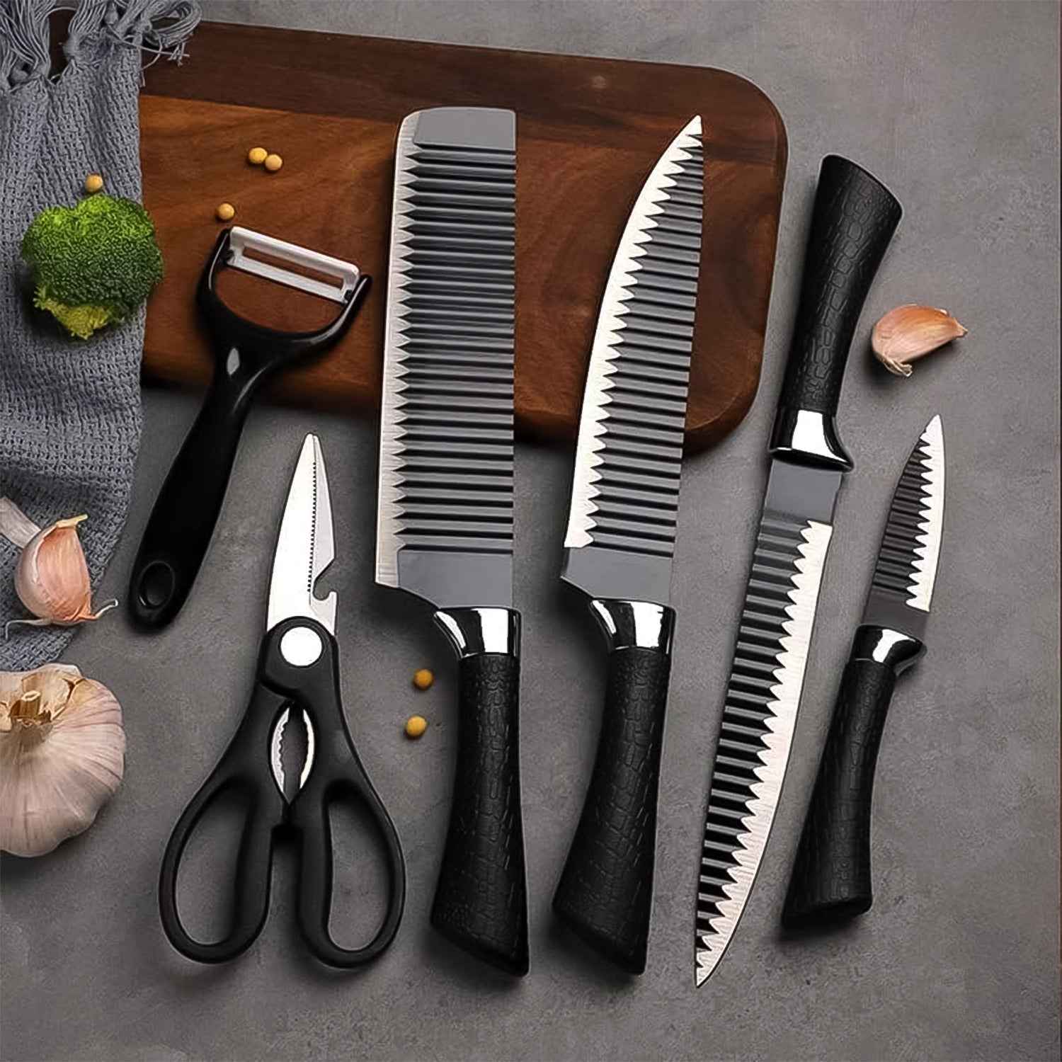 Stainless Steel Knife Set – 6-Piece Kitchen Tools | Quickslice