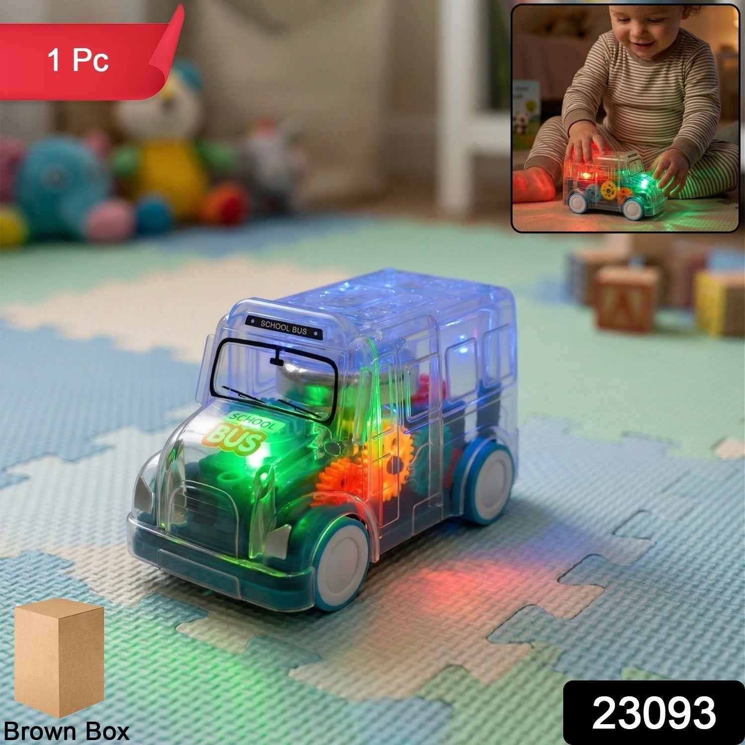 Kids Transparent Musical Light-Up School Bus – Engaging Playtime Toy