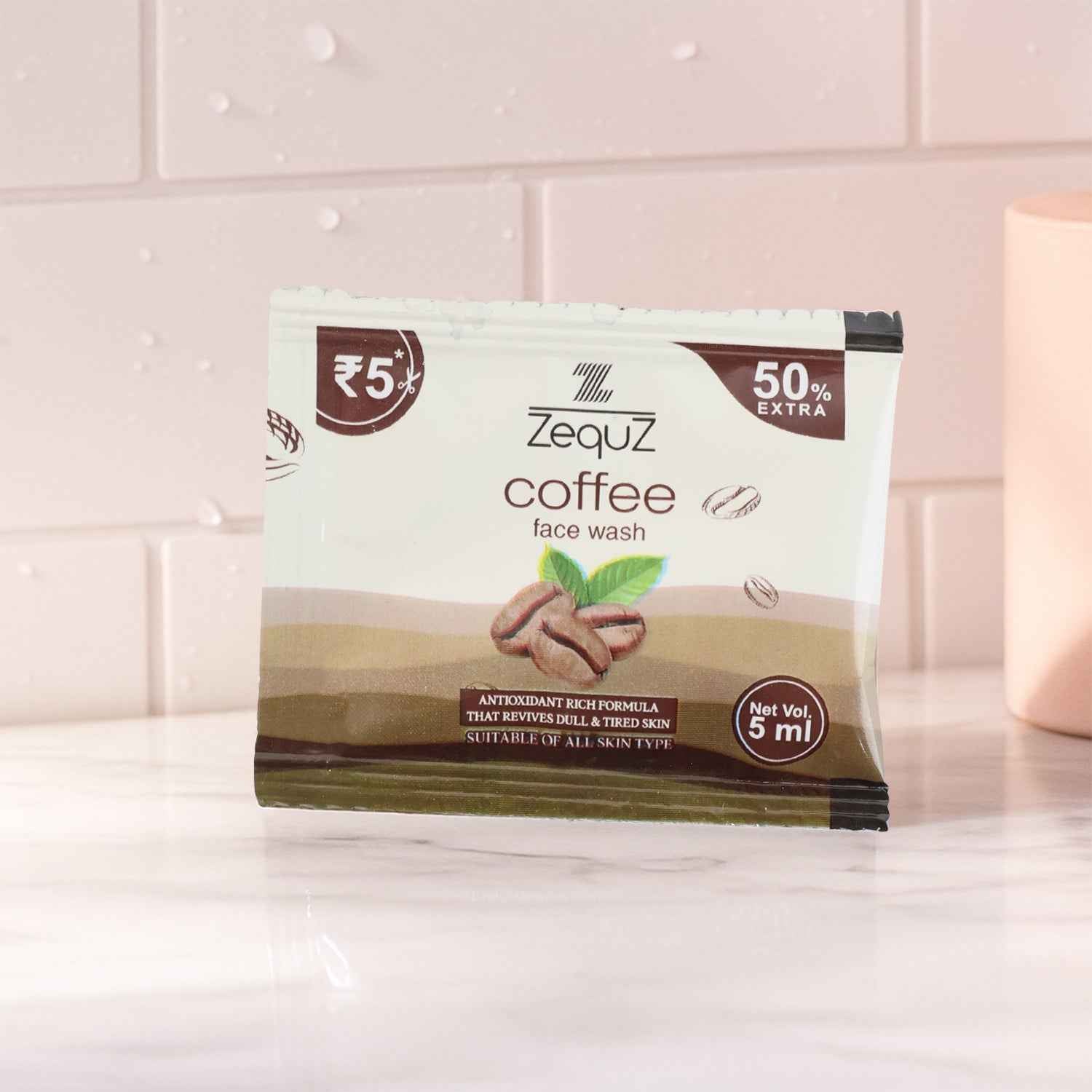 Coffee Face Wash Sachet – Antioxidant-Rich 5ml Travel Pack