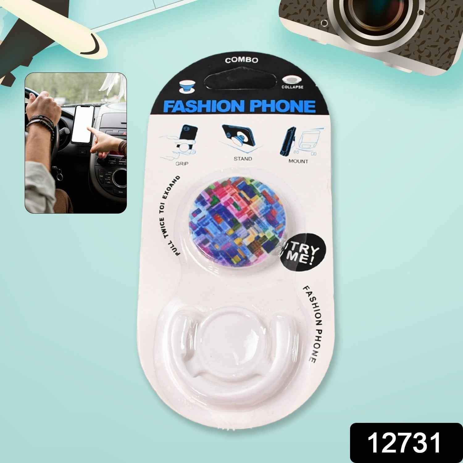 Smartphone bracket car mount with vibrant watermelon design.