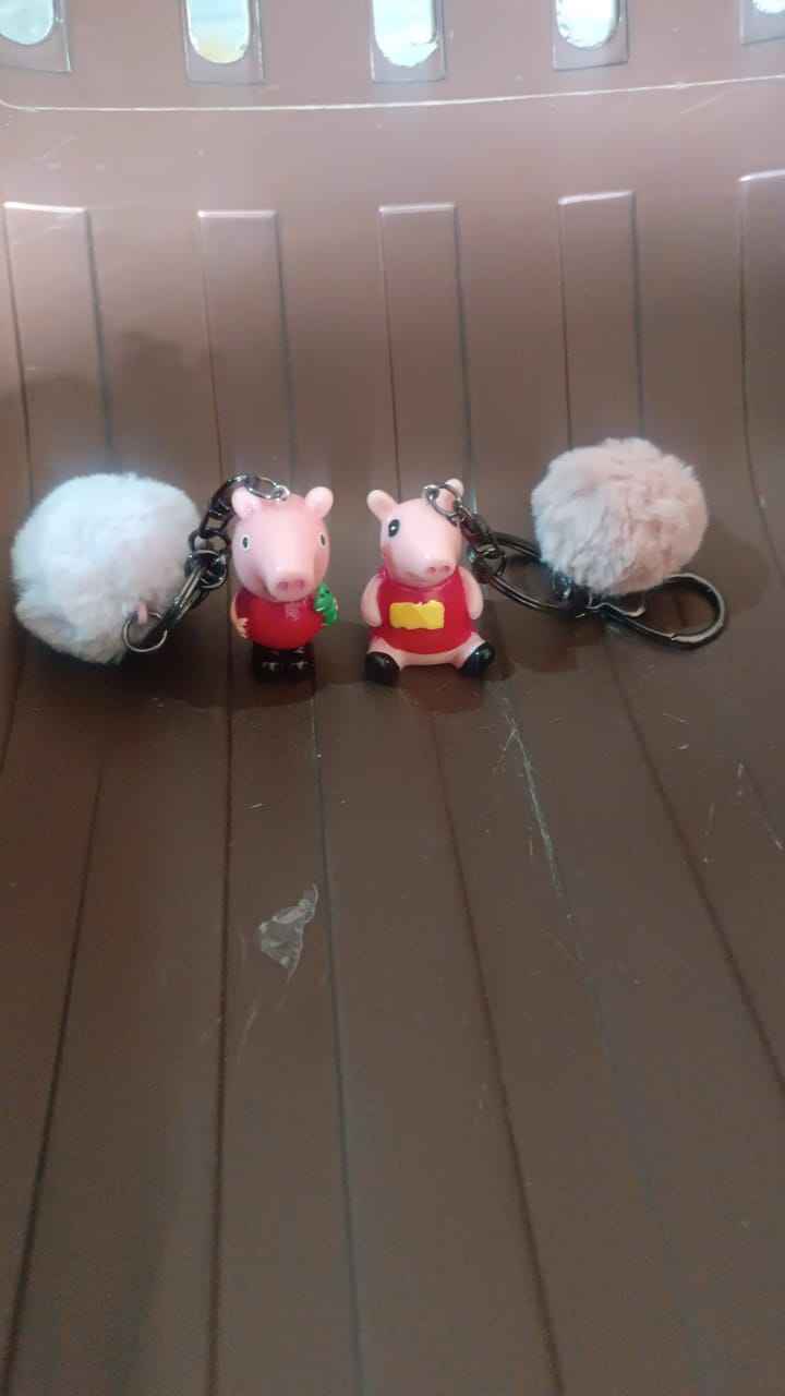 Cartoon Keychain with Fluffy Pom – Cute Bag Charm Accessory