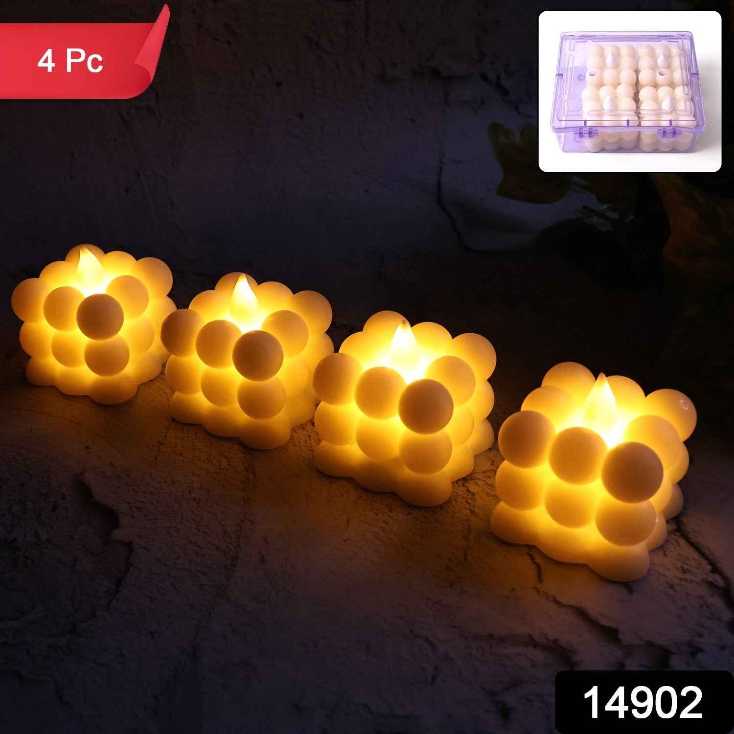 LED Bubble Candles – Set of 4 Flameless Decorative Lights