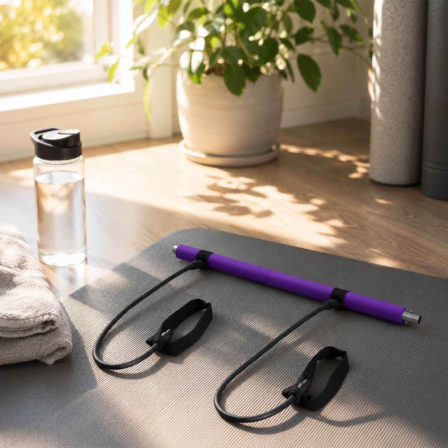 Pilates Bar with Resistance Bands Ð Full-Body Home Workout Kit