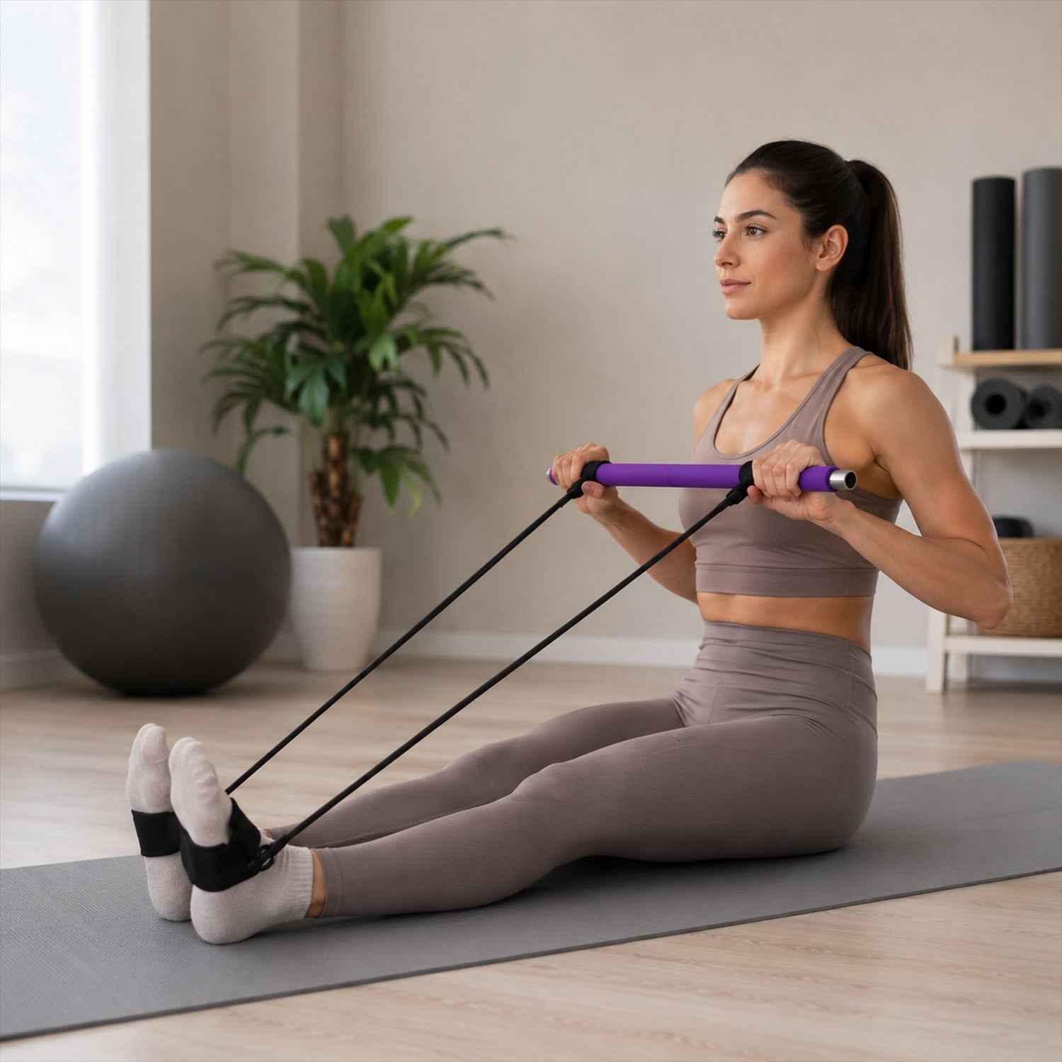 Pilates Bar with Resistance Bands Ð Full-Body Home Workout Kit