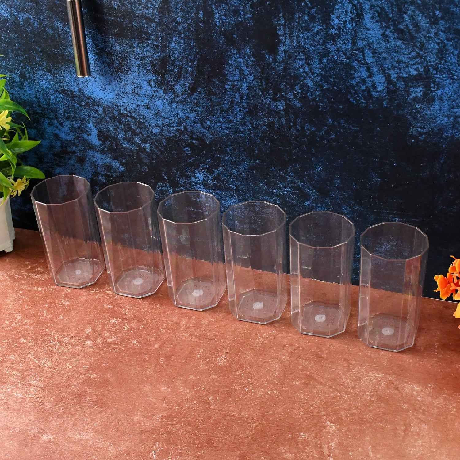 Unbreakable Plastic Drinking Glasses – Set of 6 Clear Tumblers 300ml