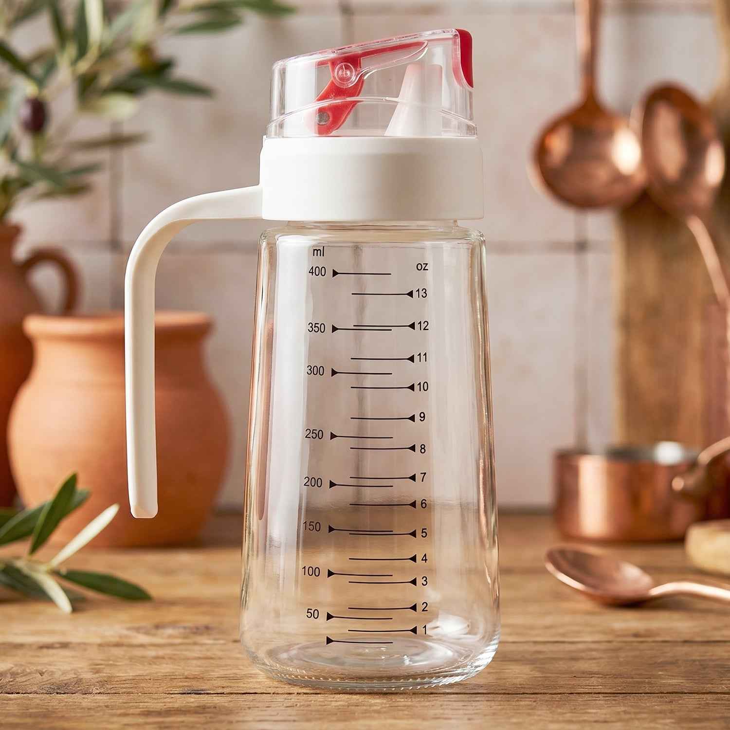 Glass Oil Dispenser Bottle Ð Auto-Flip Cap & Precise Measurement