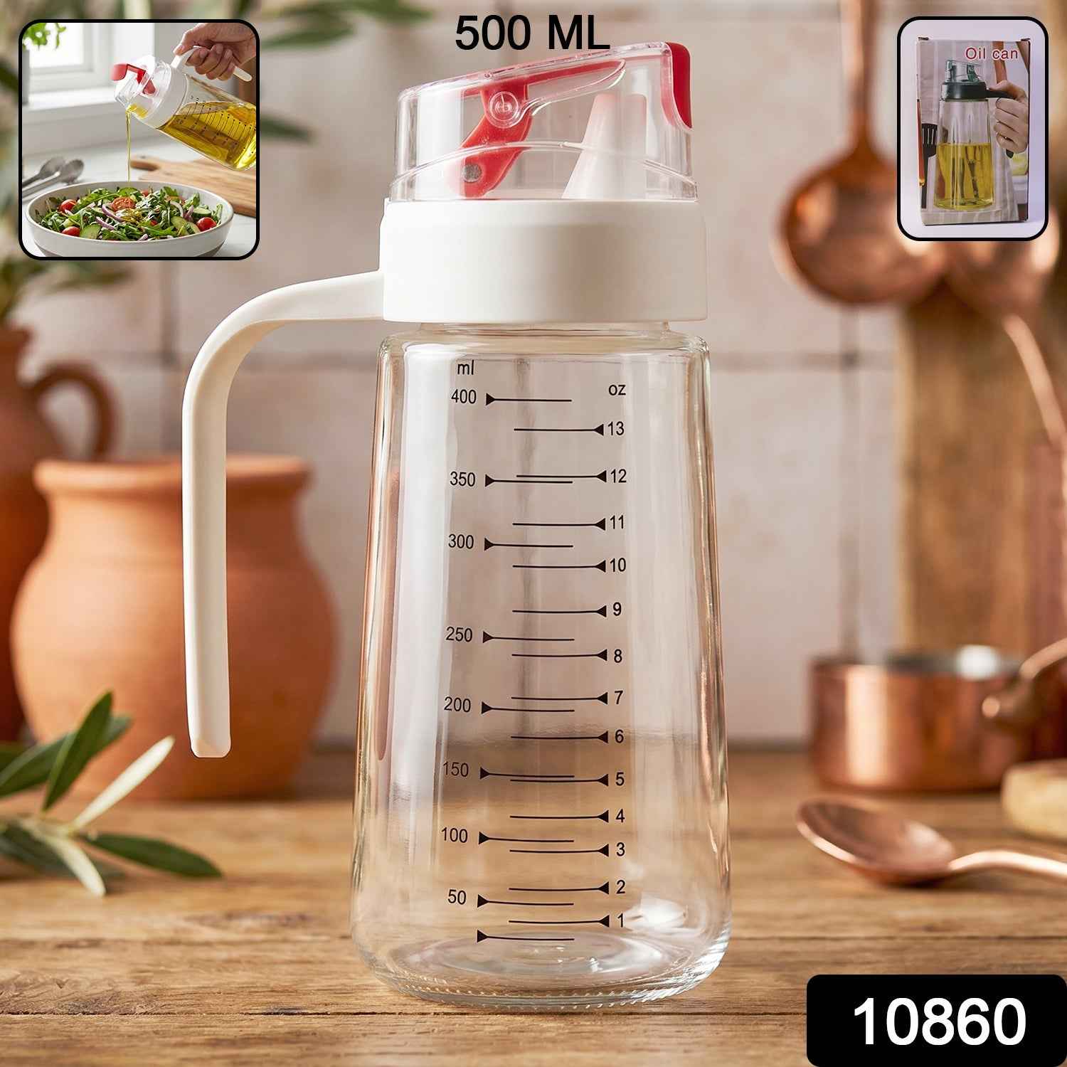 Glass Oil Dispenser Bottle Ð Auto-Flip Cap & Precise Measurement