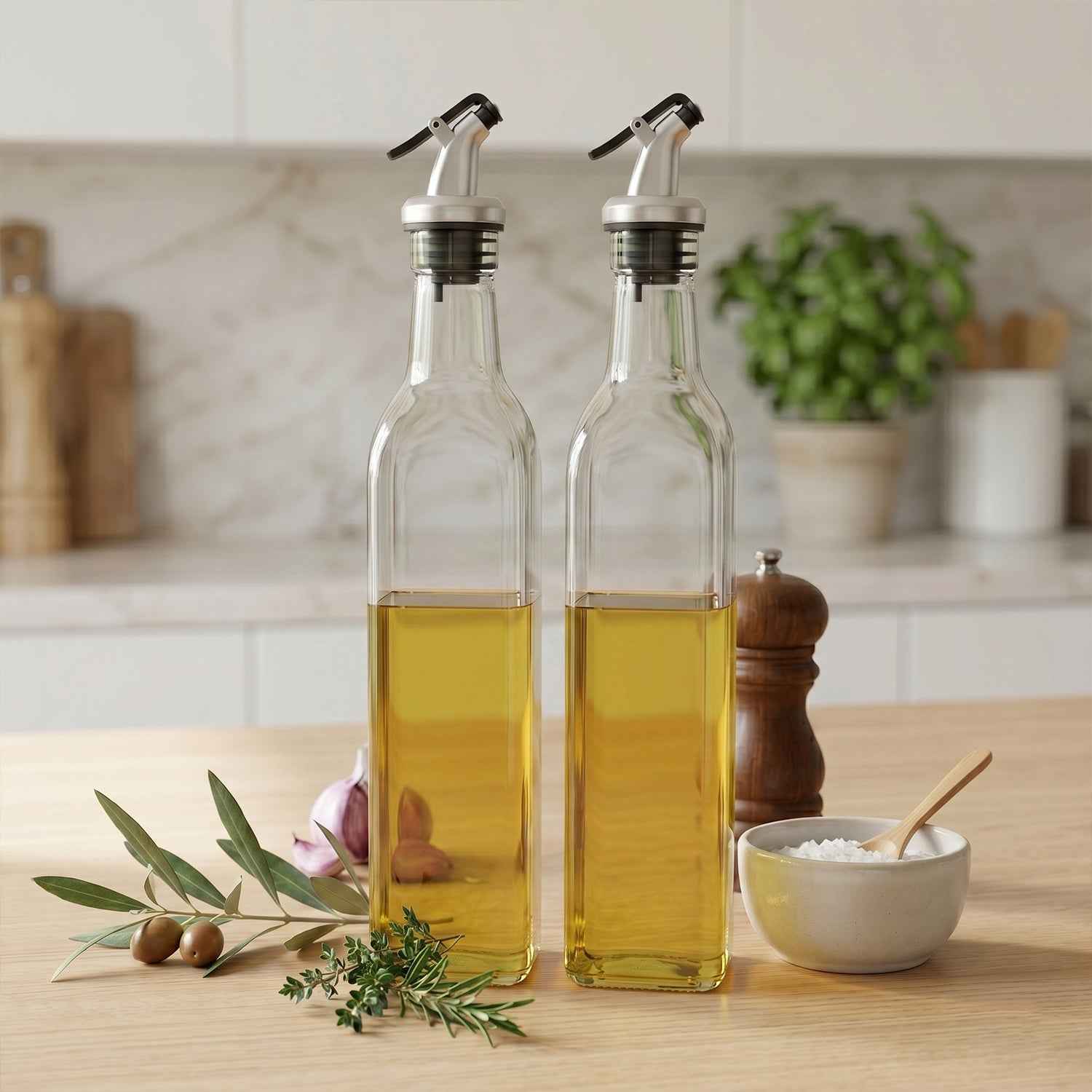 Glass Oil Dispenser Set Ð Leak-Proof & Stylish Kitchen Accessory