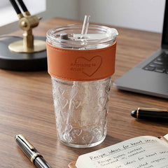 Glass Drinking Tumbler Ð Spill-Resistant Lid & Elegant Design